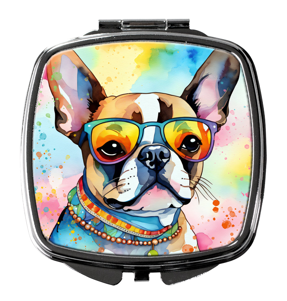 Buy this Boston Terrier Hippie Dawg Compact Mirror