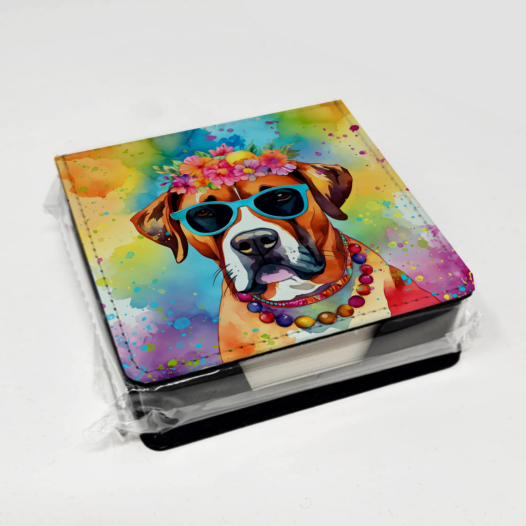 Boxer Hippie Dawg PU Leather Note Paper Holder