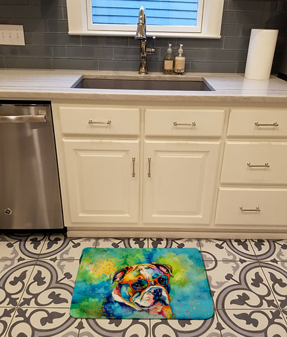 English Bulldog Hippie Dawg Memory Foam Kitchen Mat