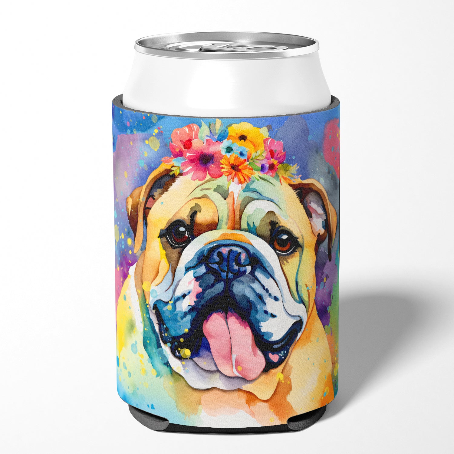 Buy this English Bulldog Hippie Dawg Can or Bottle Hugger