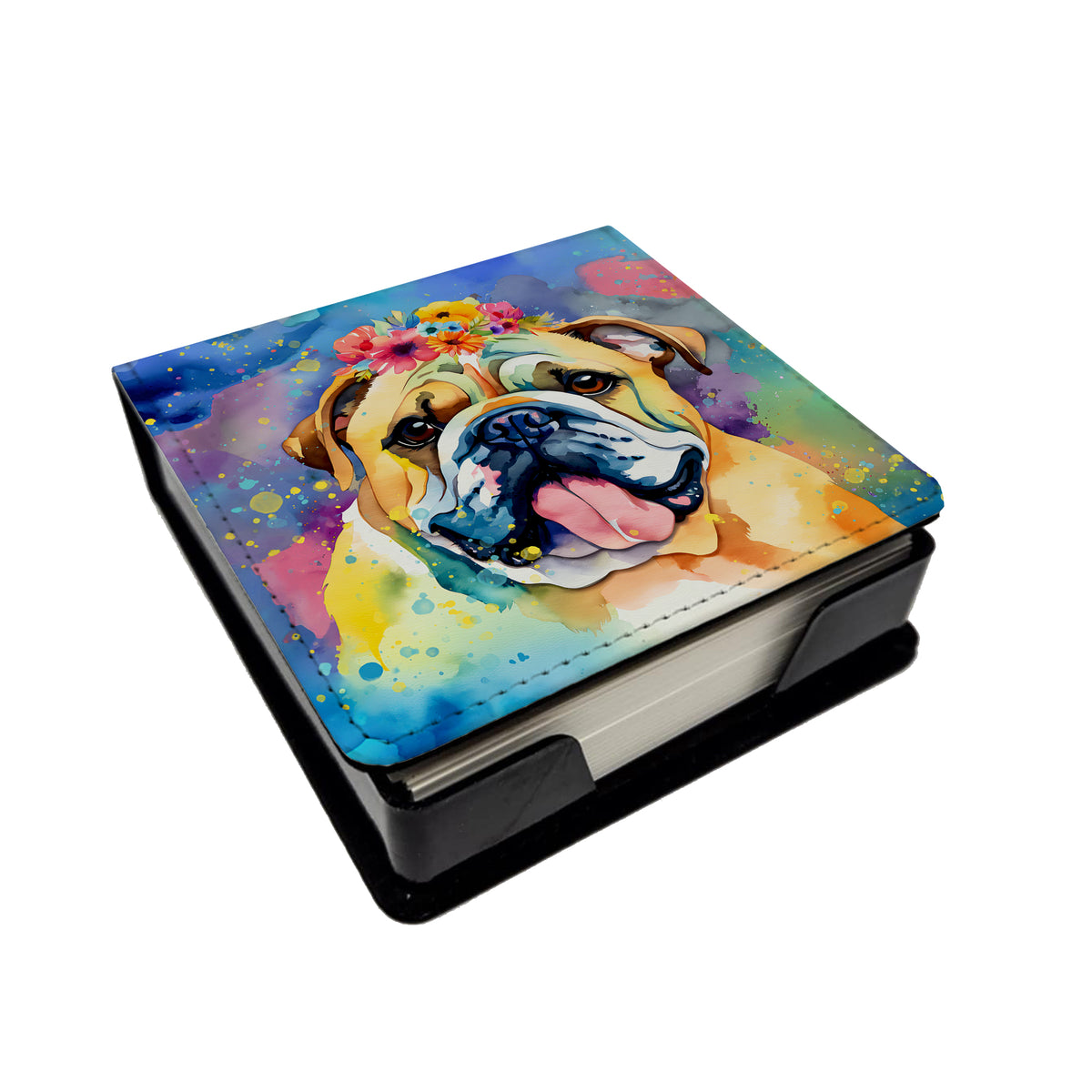 Buy this English Bulldog Hippie Dawg PU Leather Note Paper Holder