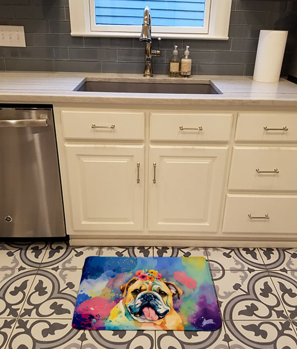 English Bulldog Hippie Dawg Memory Foam Kitchen Mat