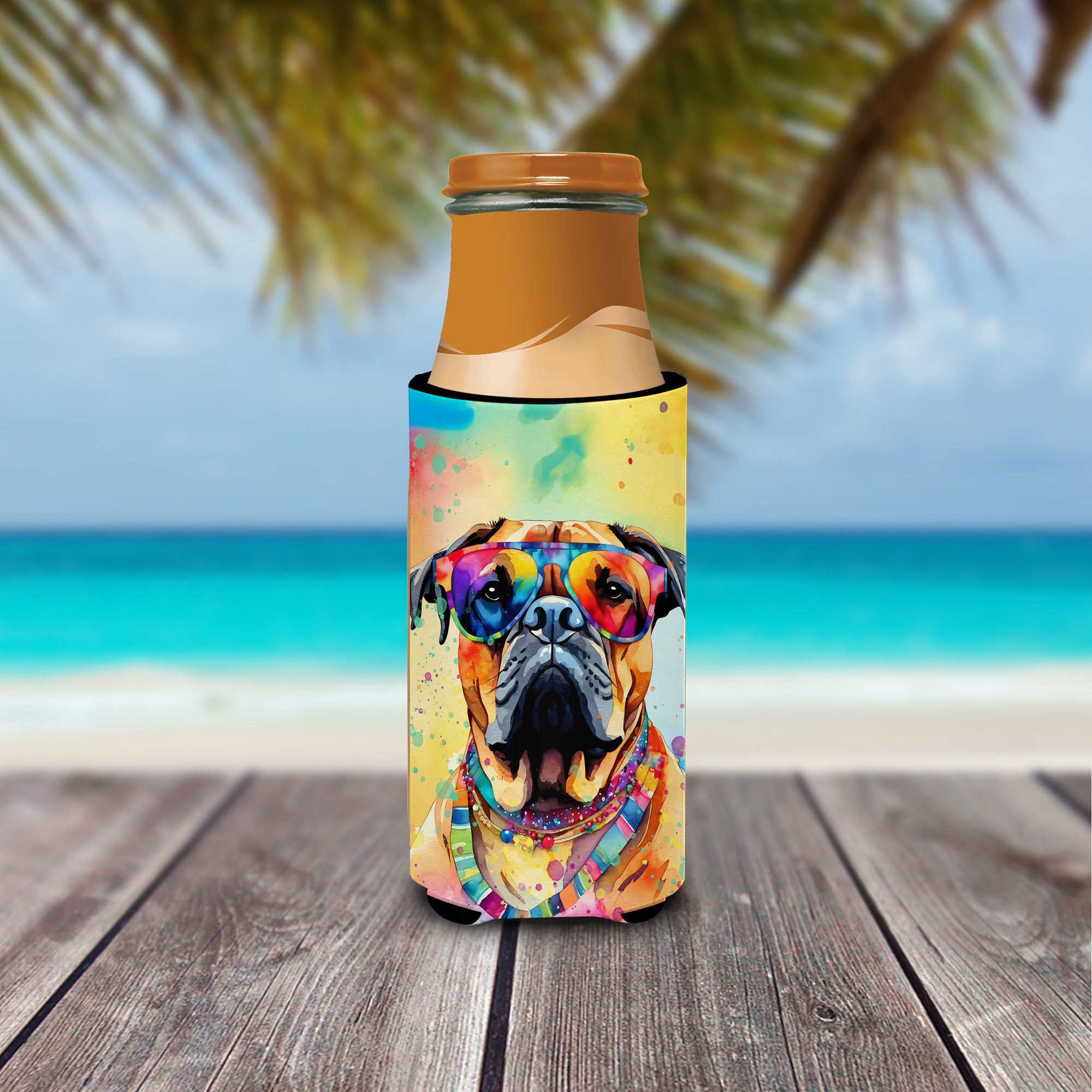 Bullmastiff Hippie Dawg Hugger for Ultra Slim Cans