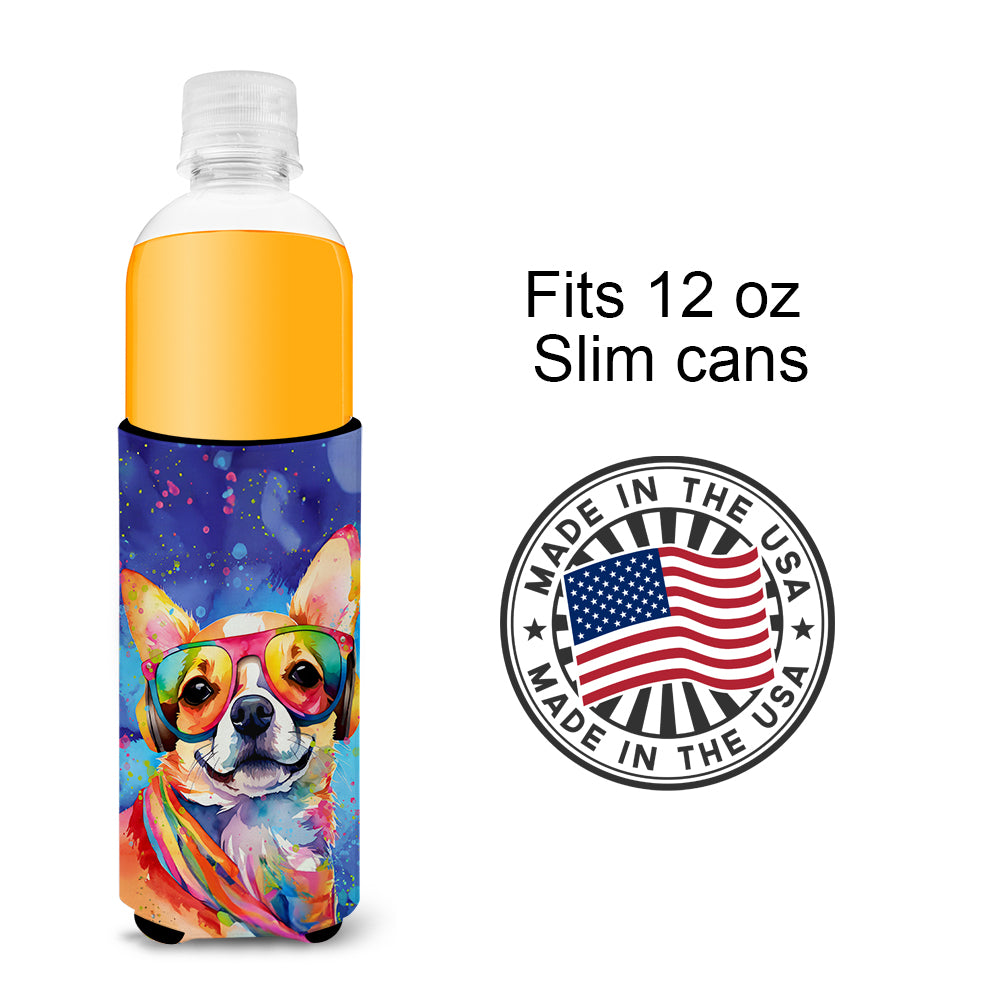 Chihuahua Hippie Dawg Hugger for Ultra Slim Cans