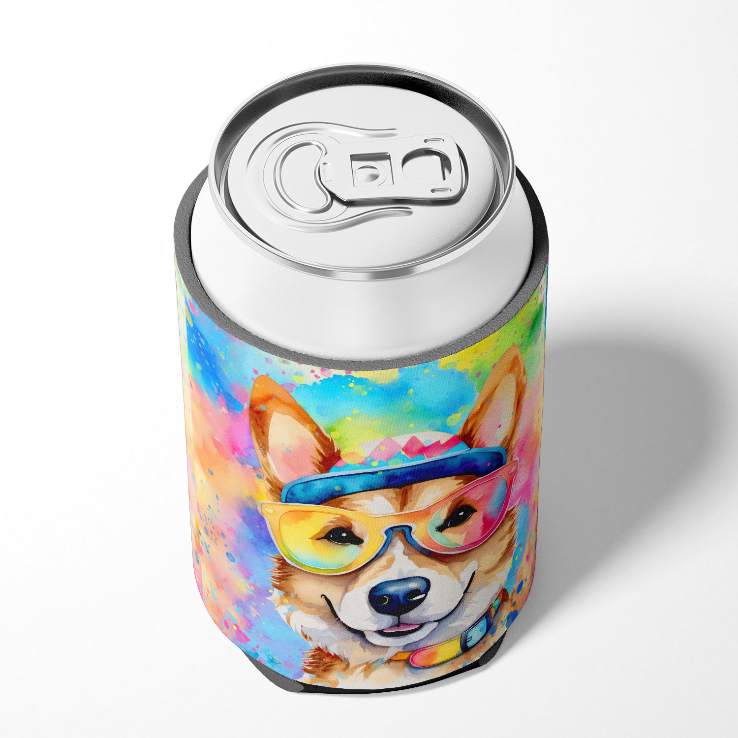 Corgi Hippie Dawg Can or Bottle Hugger