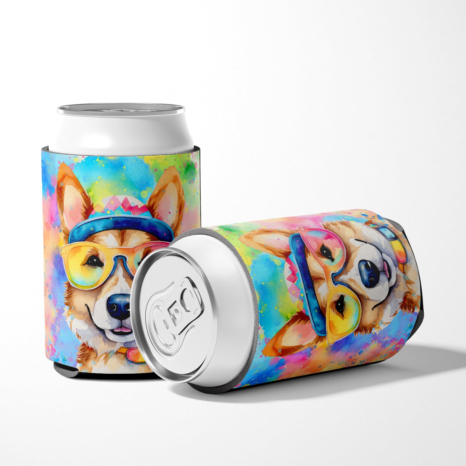 Corgi Hippie Dawg Can or Bottle Hugger