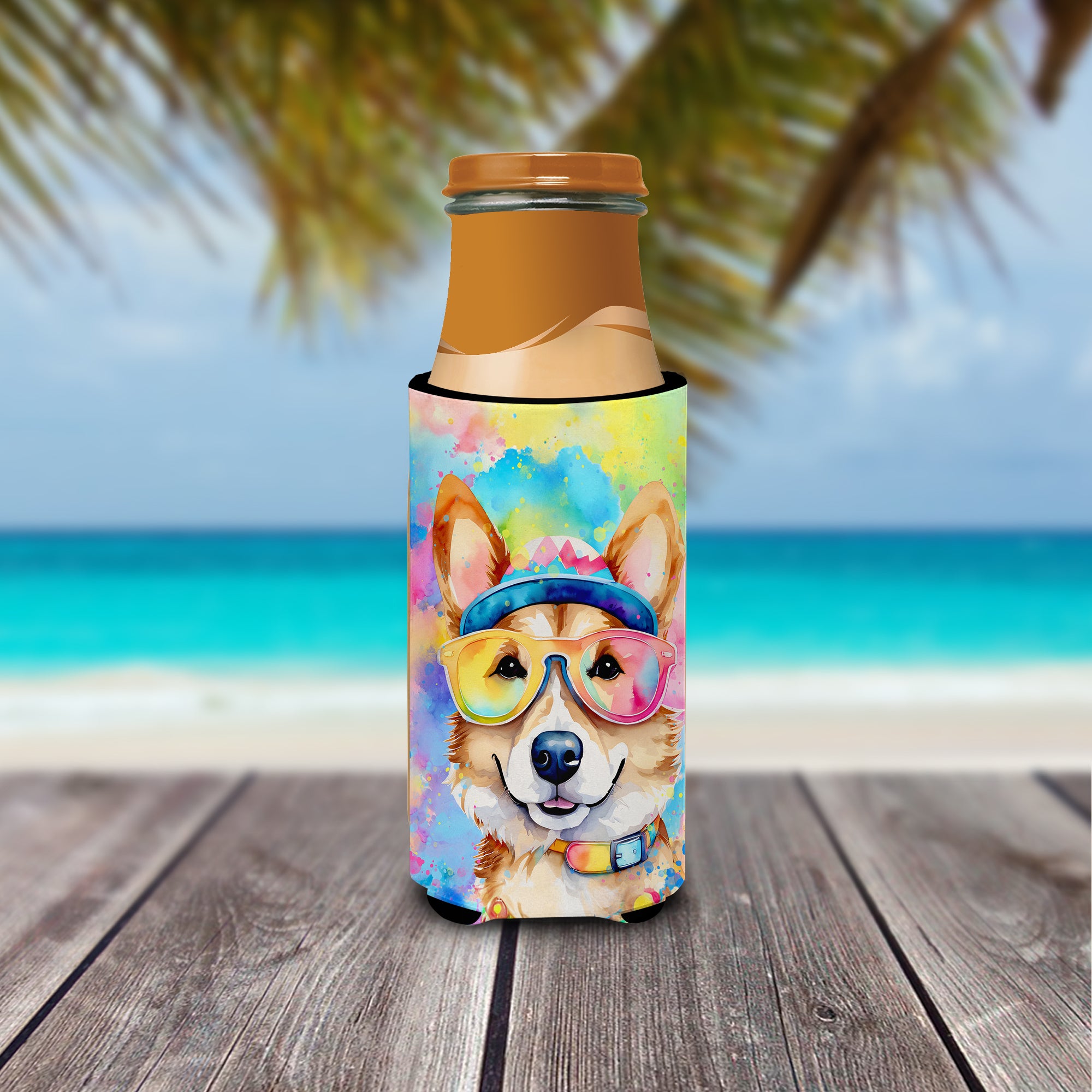 Corgi Hippie Dawg Hugger for Ultra Slim Cans