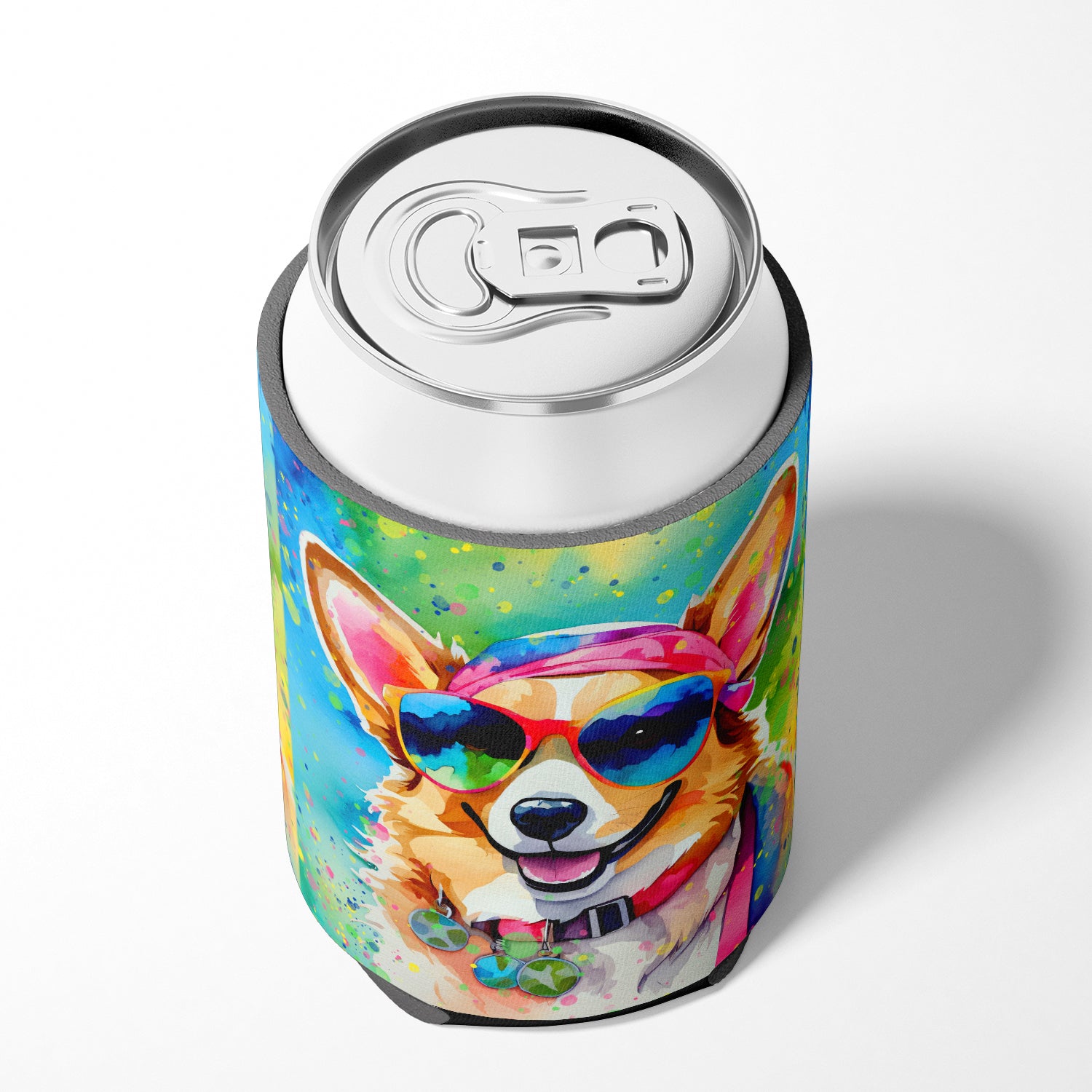 Corgi Hippie Dawg Can or Bottle Hugger