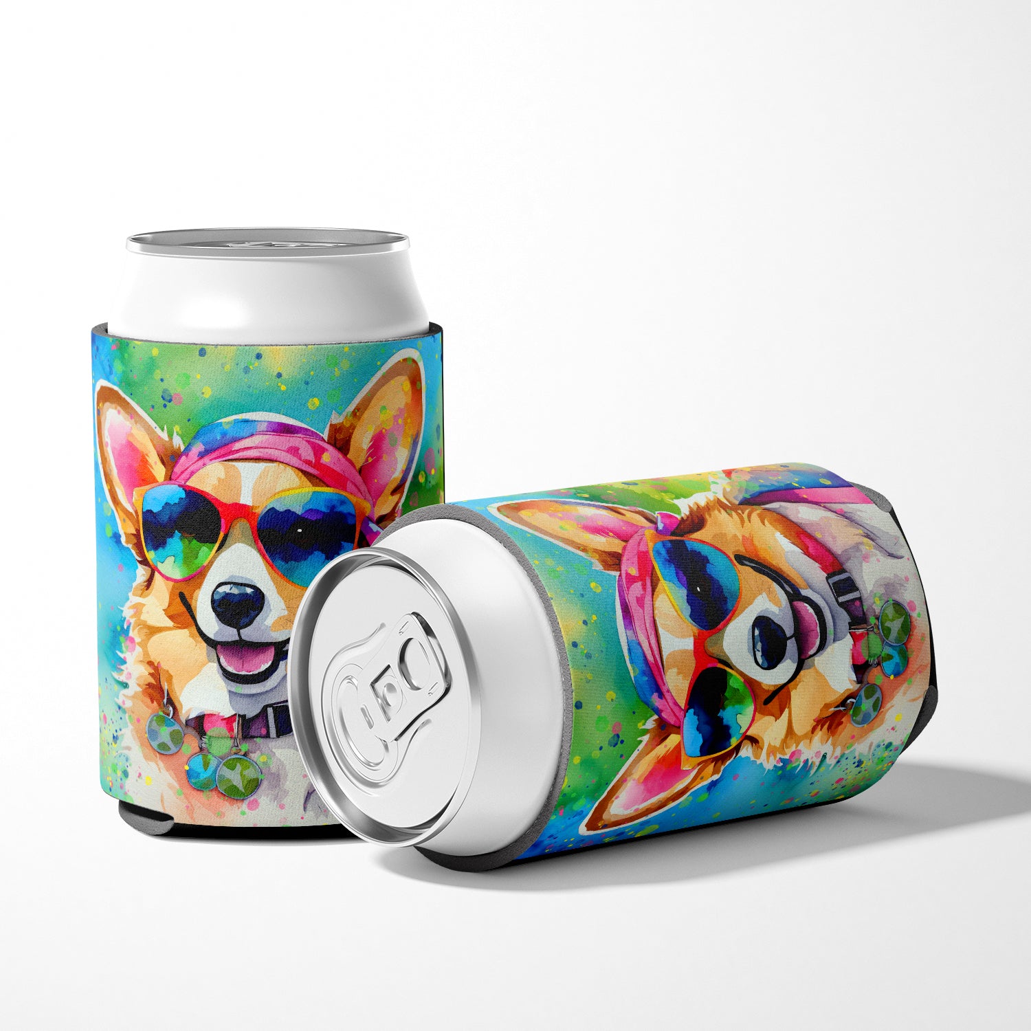 Corgi Hippie Dawg Can or Bottle Hugger