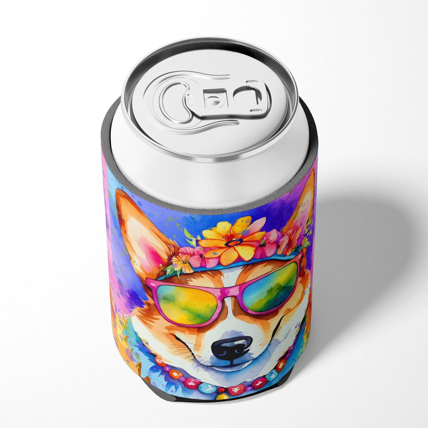 Corgi Hippie Dawg Can or Bottle Hugger