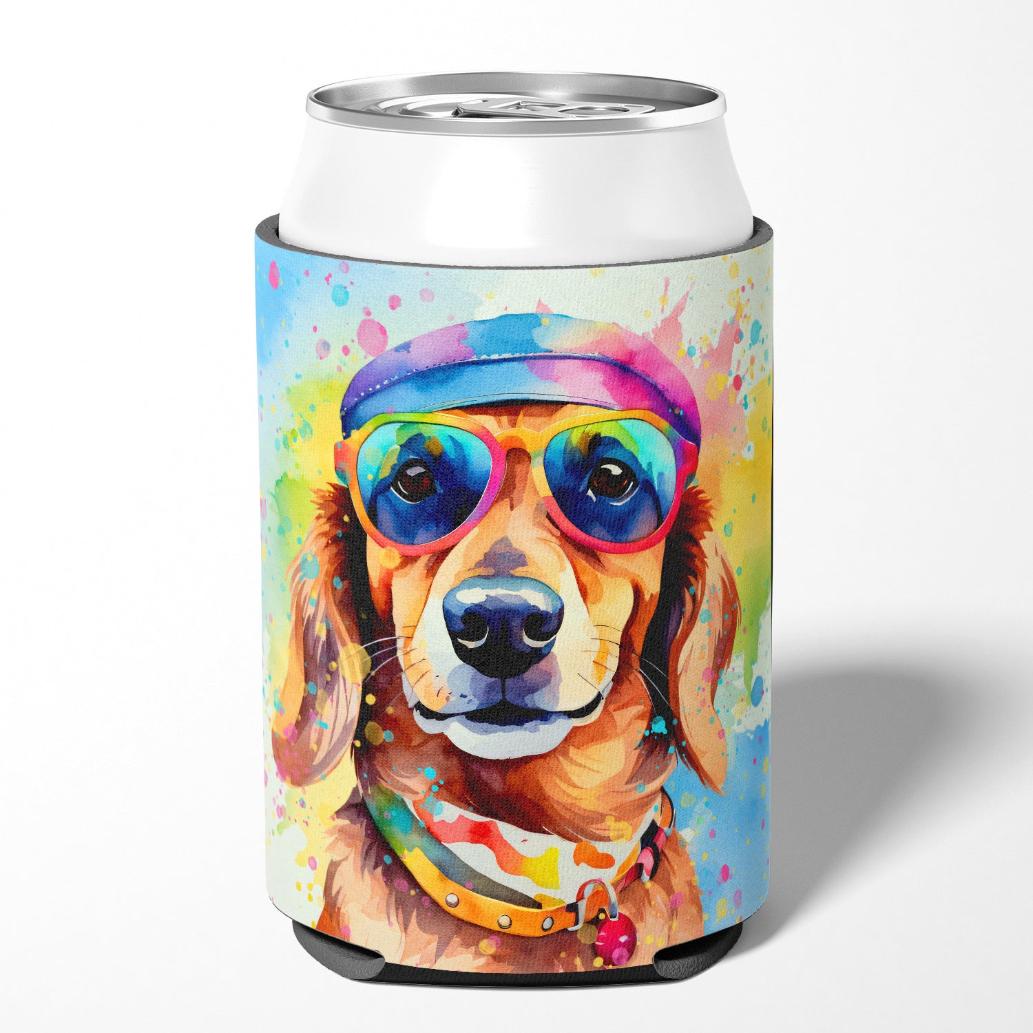 Dachshund Hippie Dawg Can or Bottle Hugger