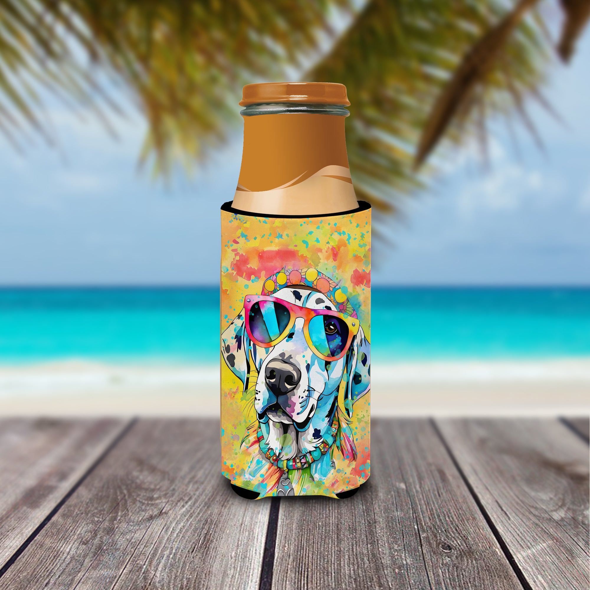 Dalmatian Hippie Dawg Hugger for Ultra Slim Cans