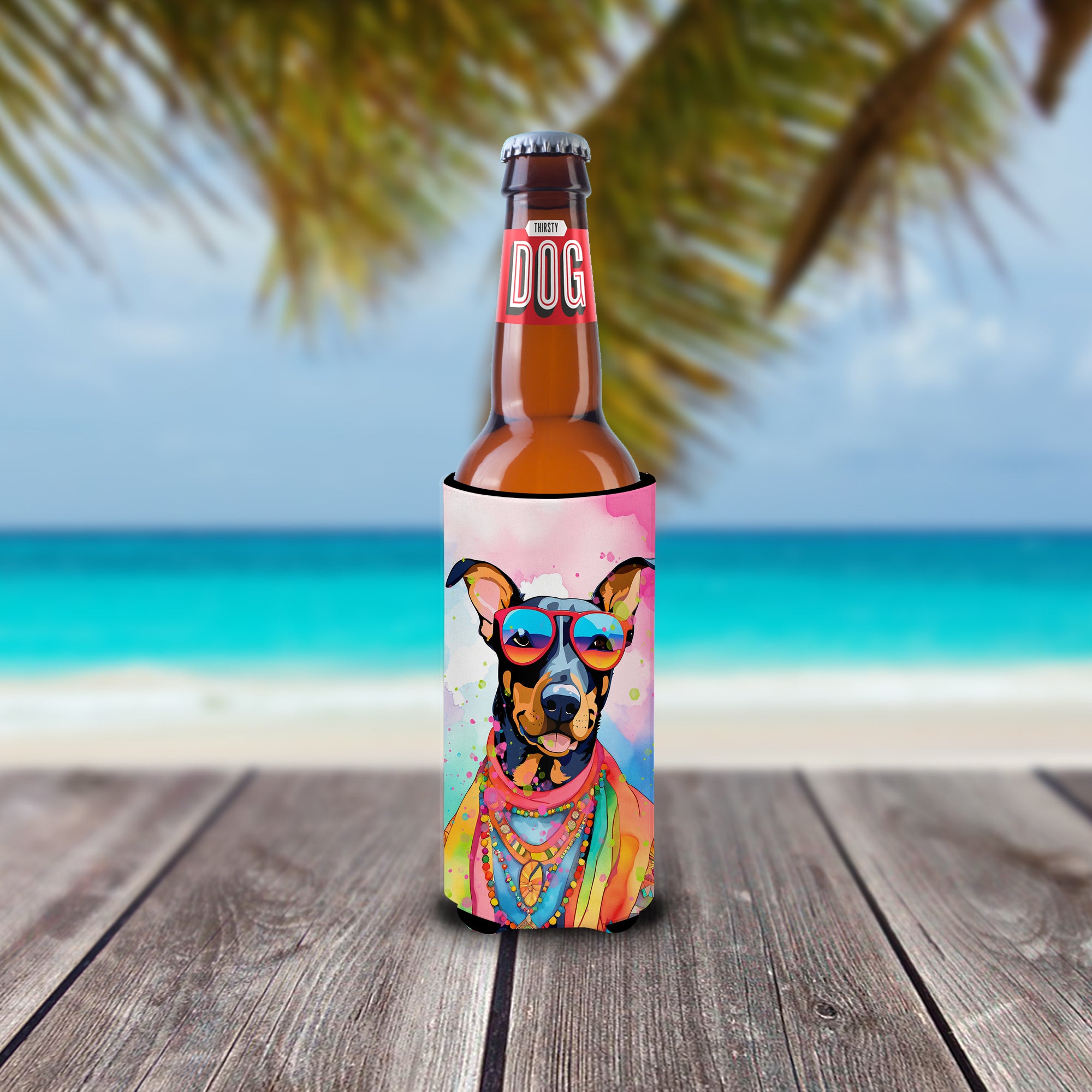 Doberman Pinscher Hippie Dawg Hugger for Ultra Slim Cans