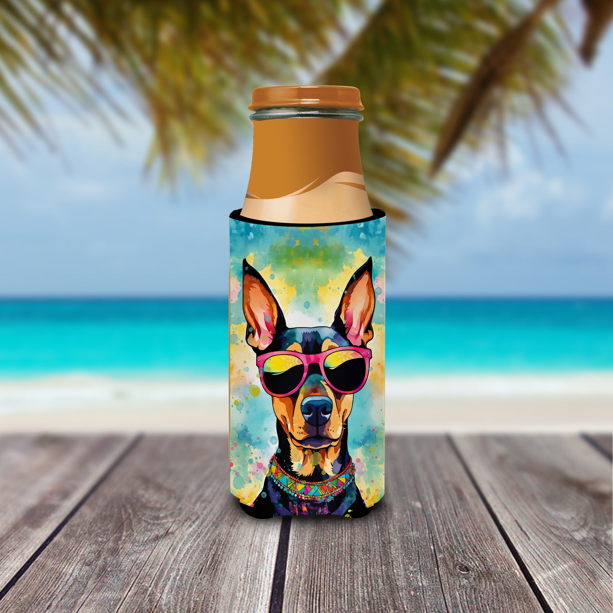 Doberman Pinscher Hippie Dawg Hugger for Ultra Slim Cans