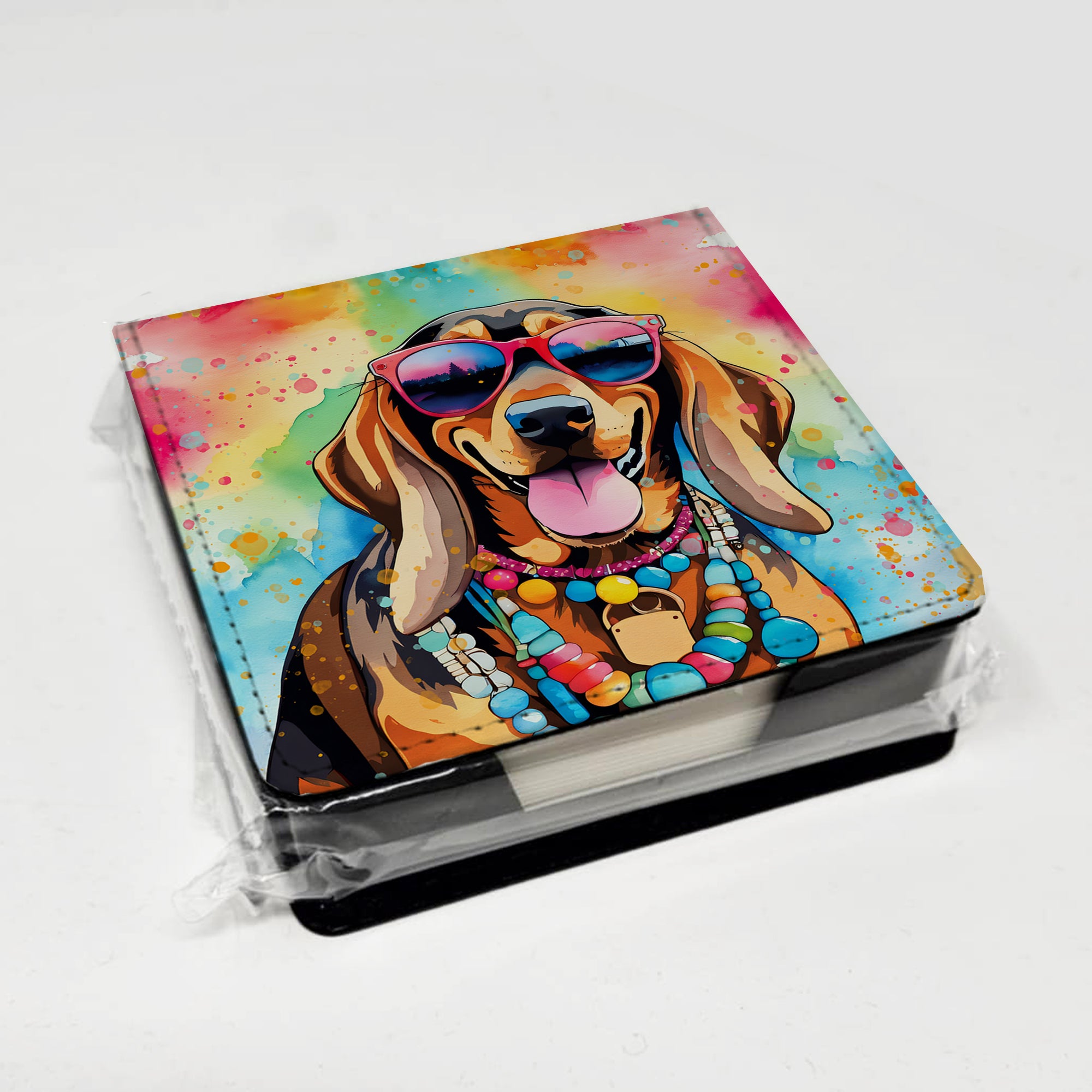 Doberman Pinscher Hippie Dawg PU Leather Note Paper Holder