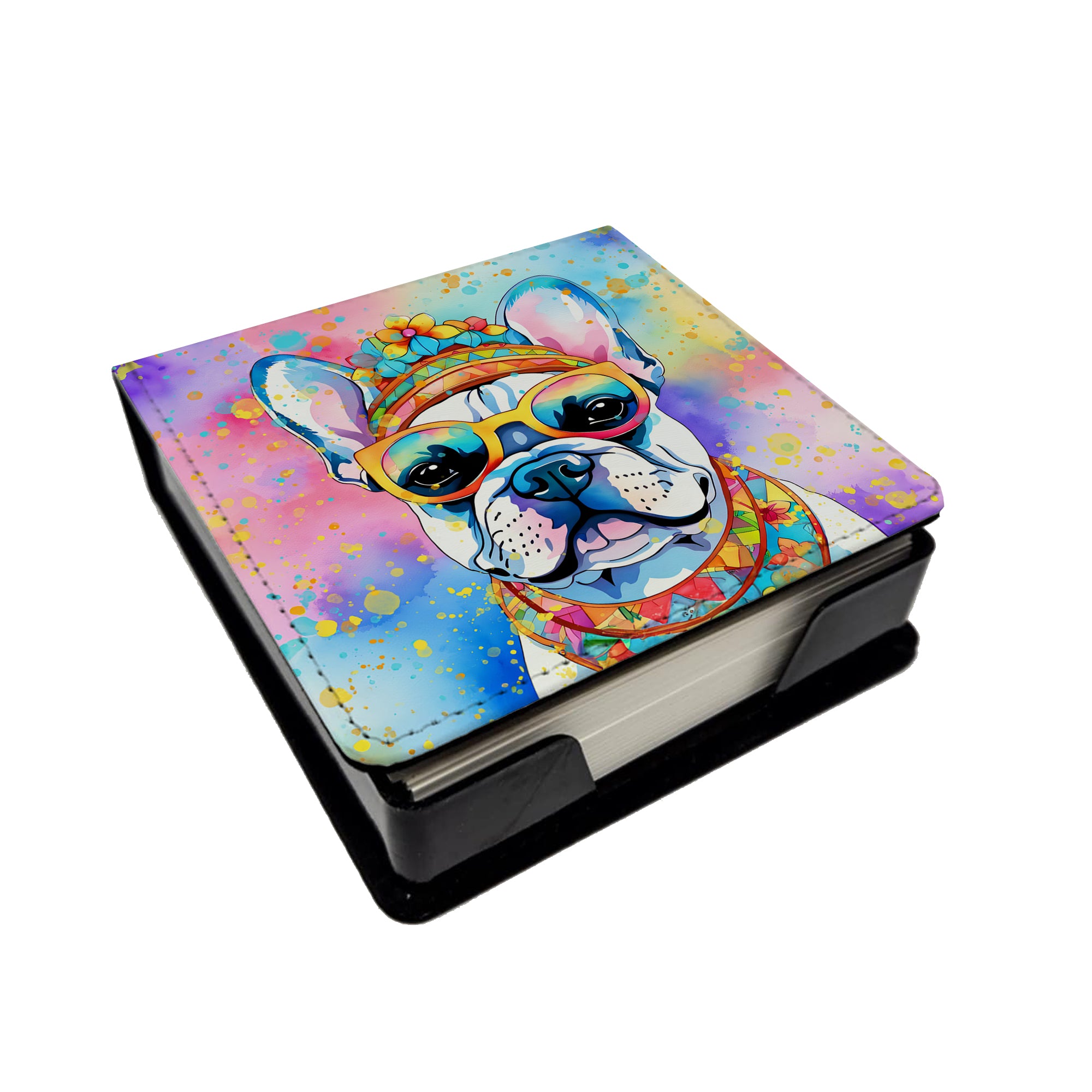 Buy this French Bulldog Hippie Dawg PU Leather Note Paper Holder