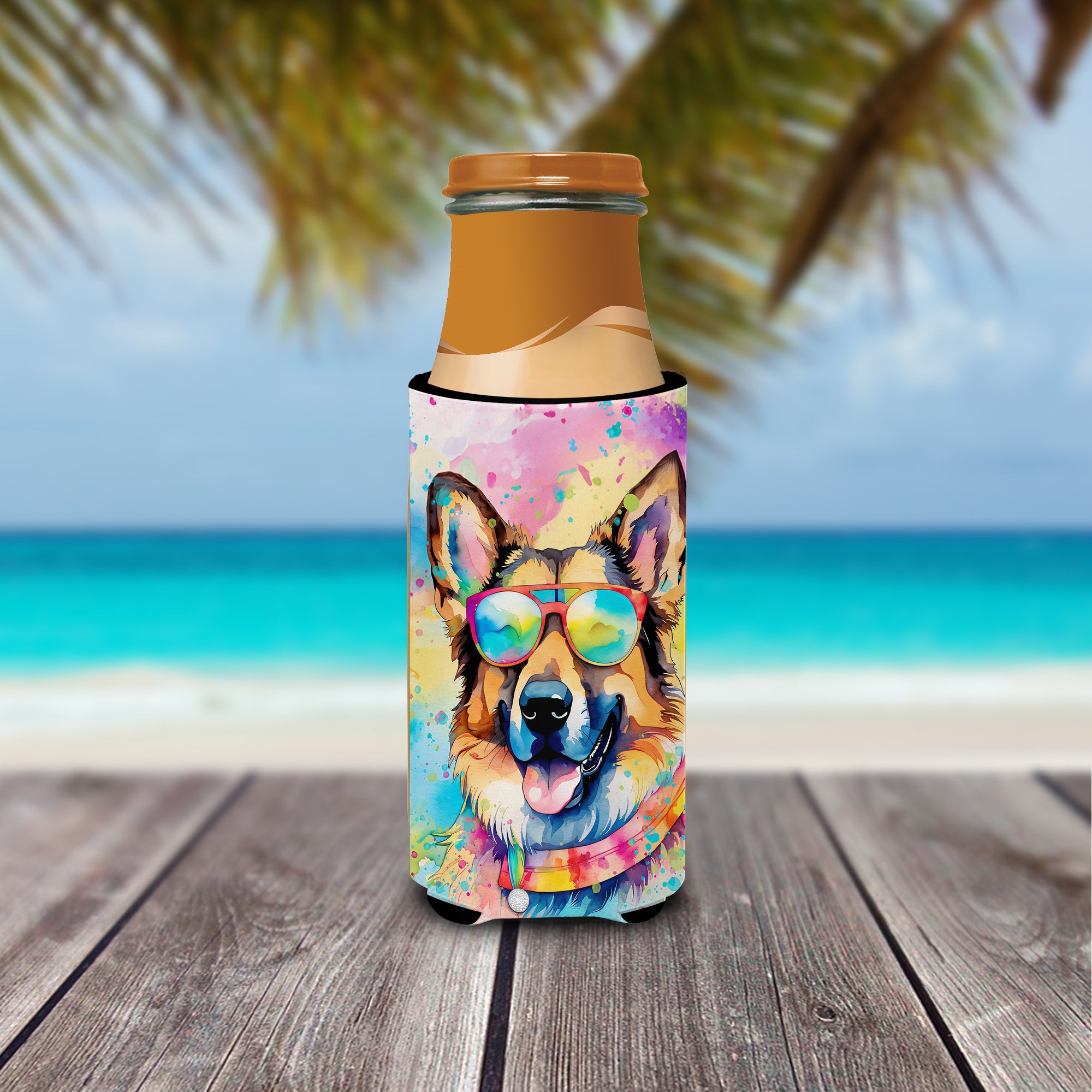 German Shepherd Hippie Dawg Hugger for Ultra Slim Cans