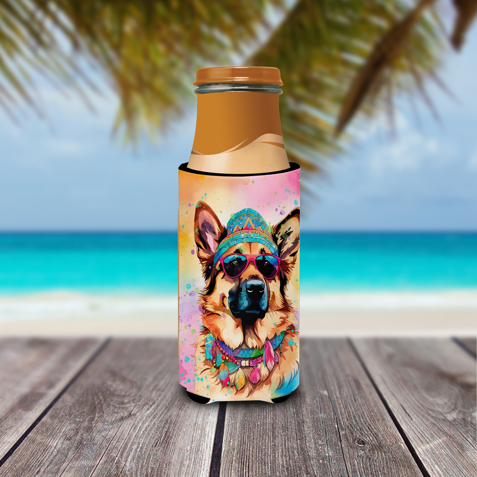 German Shepherd Hippie Dawg Hugger for Ultra Slim Cans