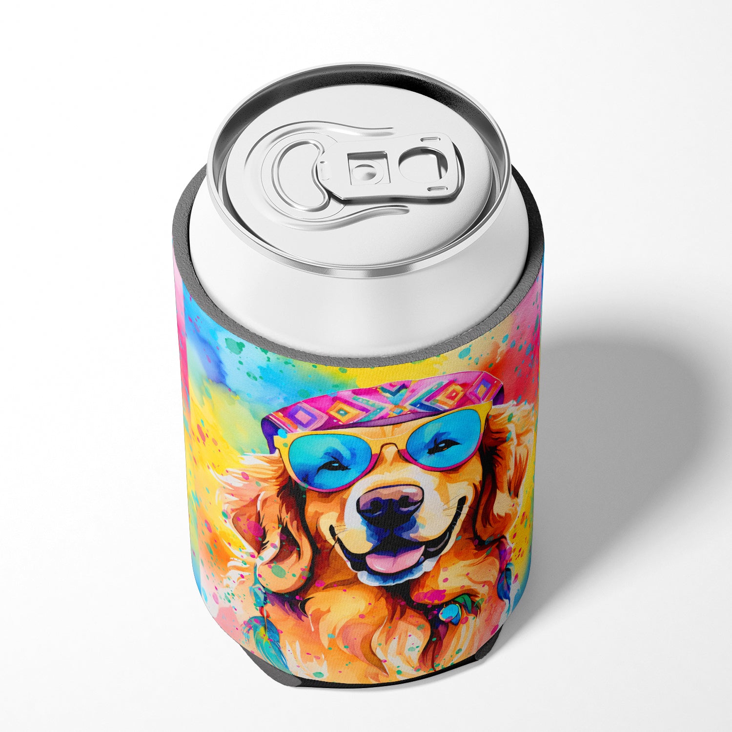 Golden Retriever Hippie Dawg Can or Bottle Hugger