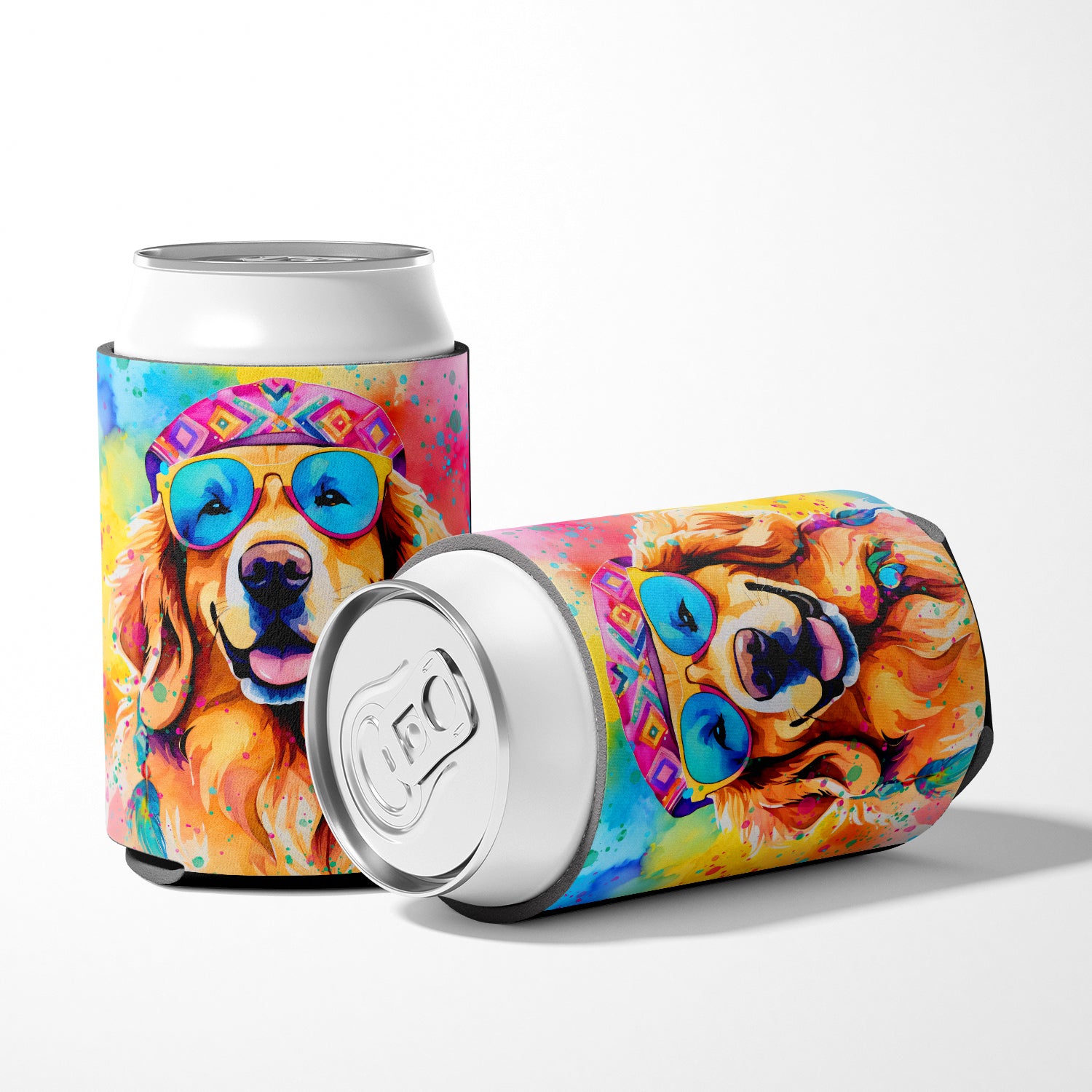 Golden Retriever Hippie Dawg Can or Bottle Hugger