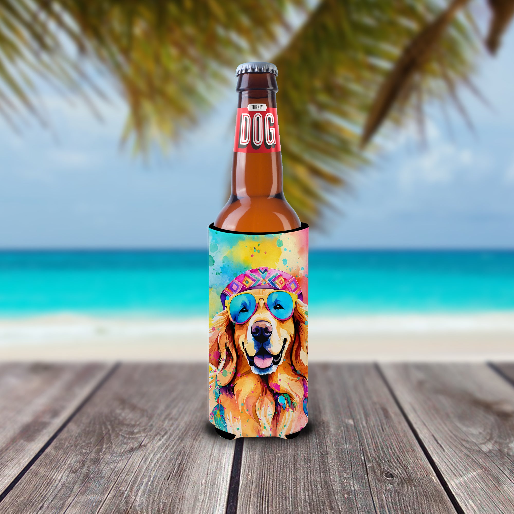 Buy this Golden Retriever Hippie Dawg Hugger for Ultra Slim Cans