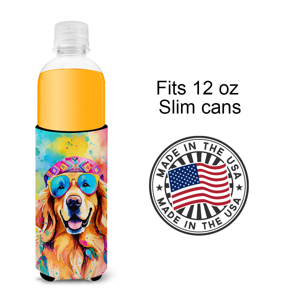 Golden Retriever Hippie Dawg Hugger for Ultra Slim Cans