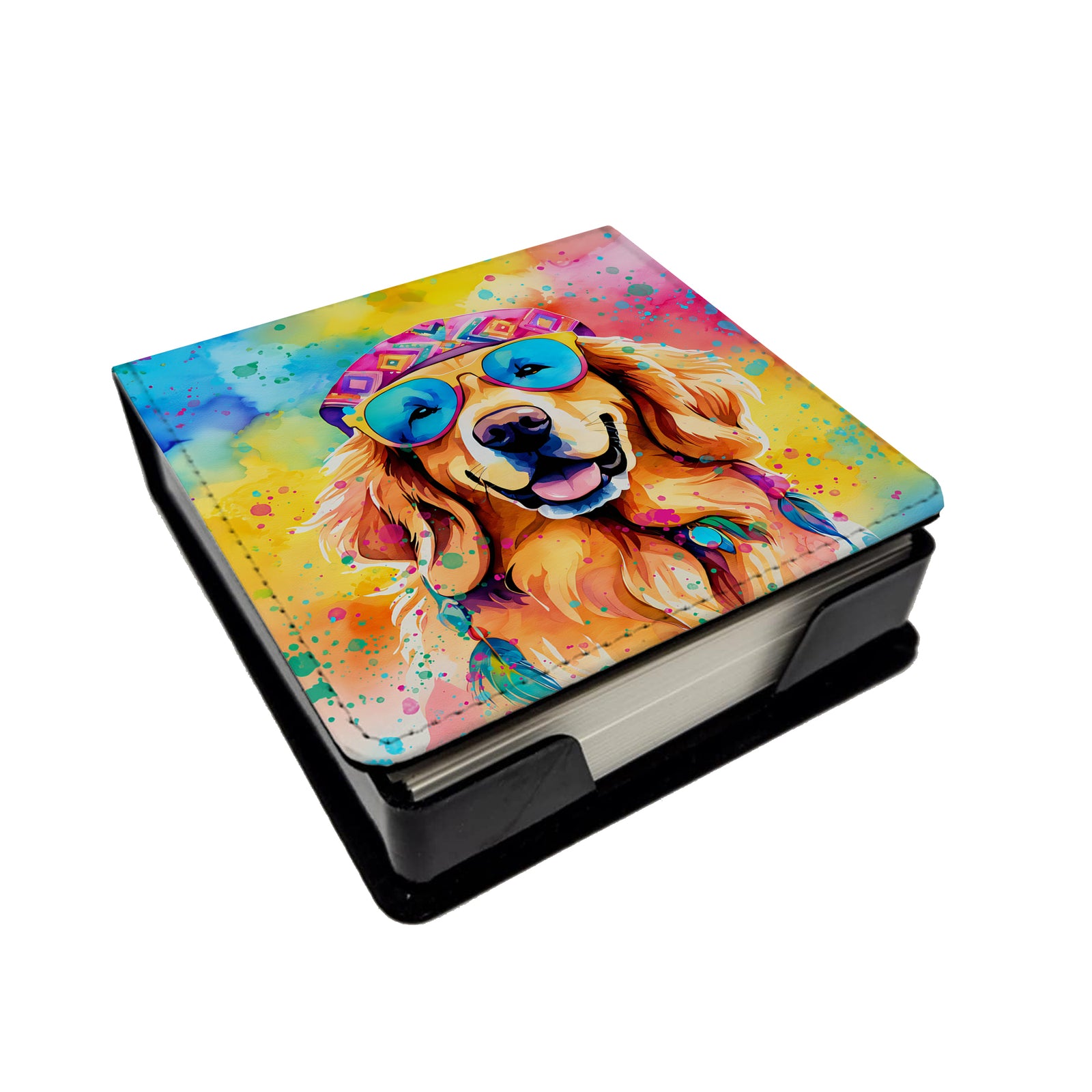 Buy this Golden Retriever Hippie Dawg PU Leather Note Paper Holder