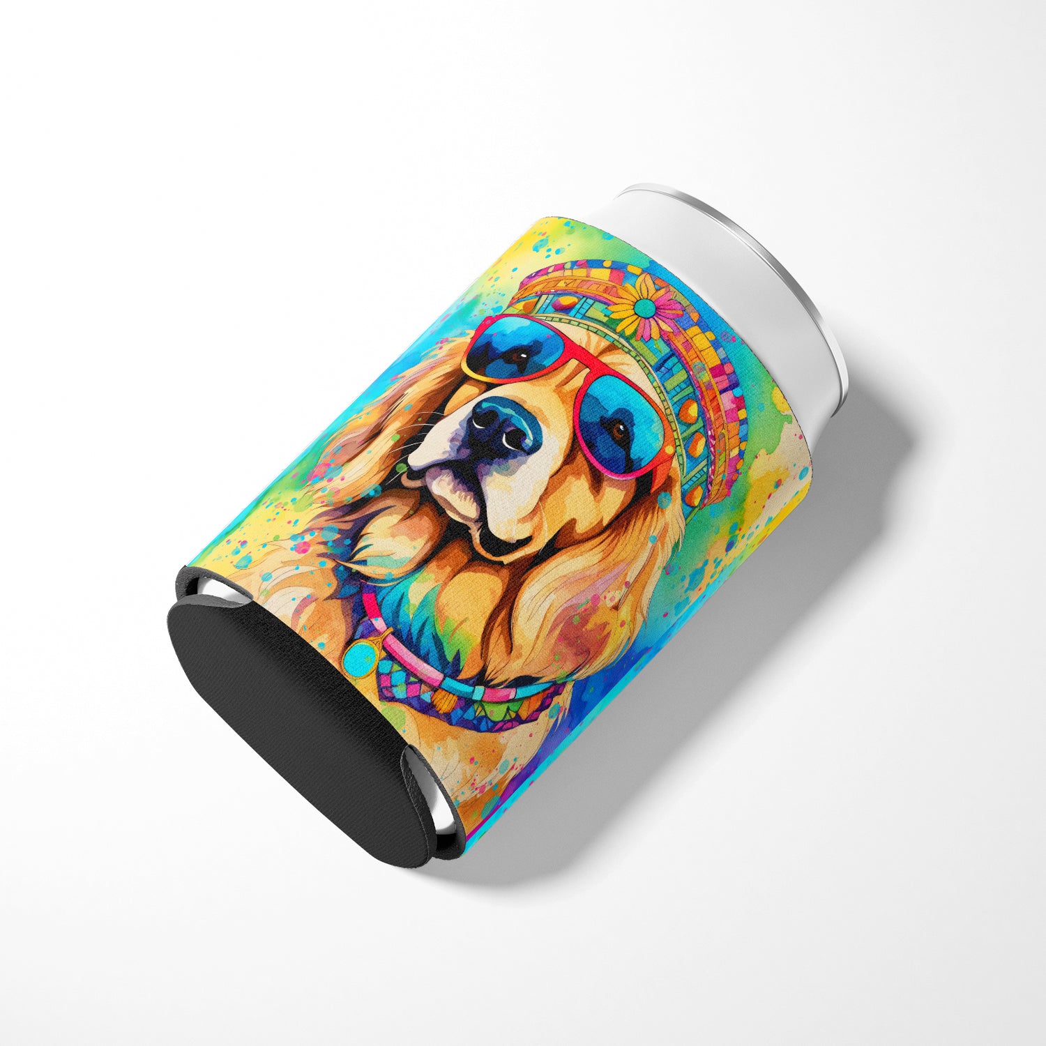 Golden Retriever Hippie Dawg Can or Bottle Hugger