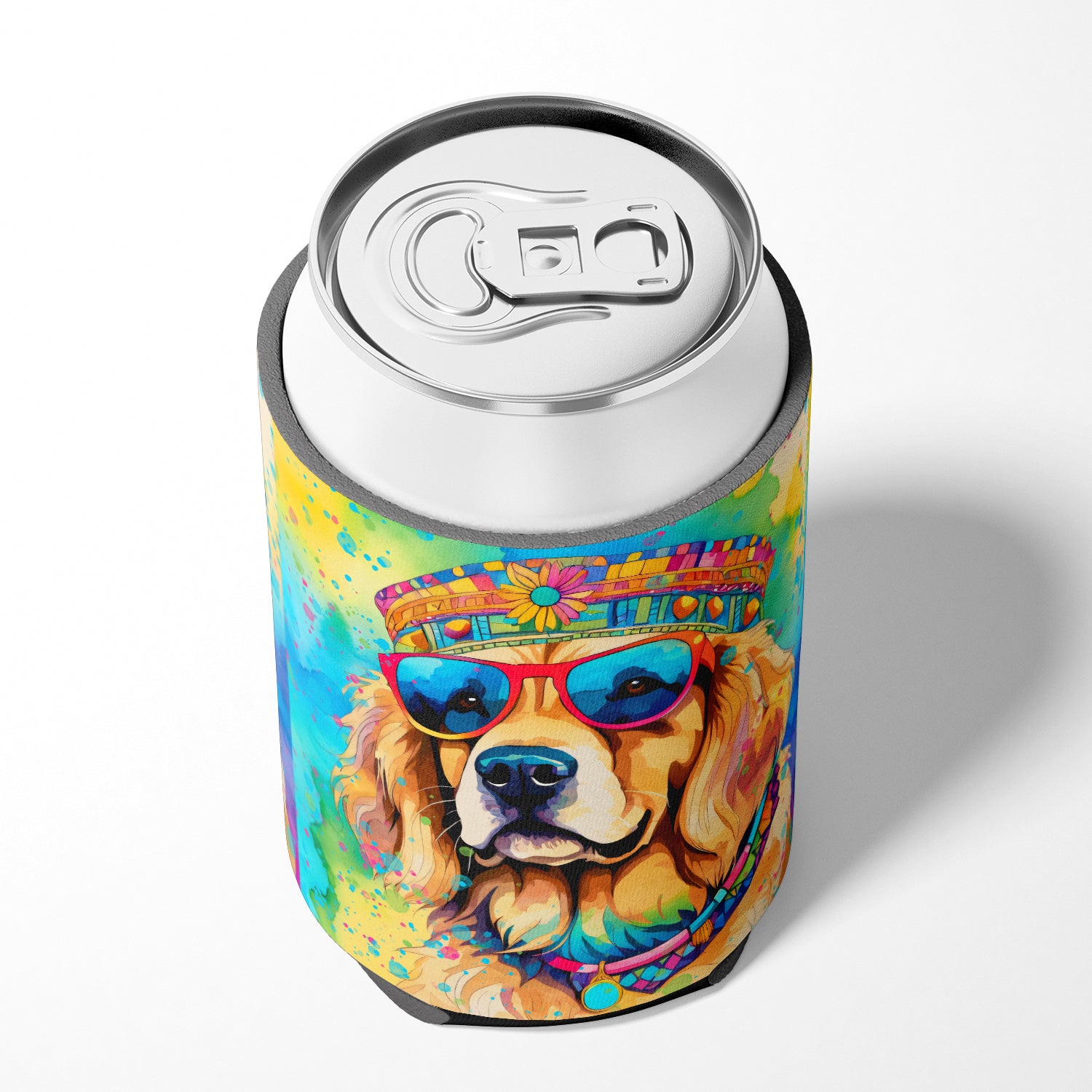 Golden Retriever Hippie Dawg Can or Bottle Hugger