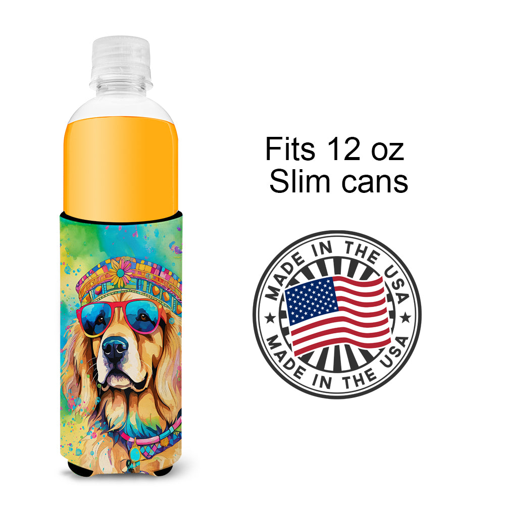 Golden Retriever Hippie Dawg Hugger for Ultra Slim Cans