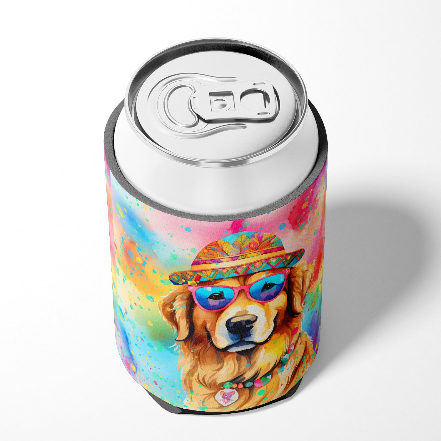 Golden Retriever Hippie Dawg Can or Bottle Hugger