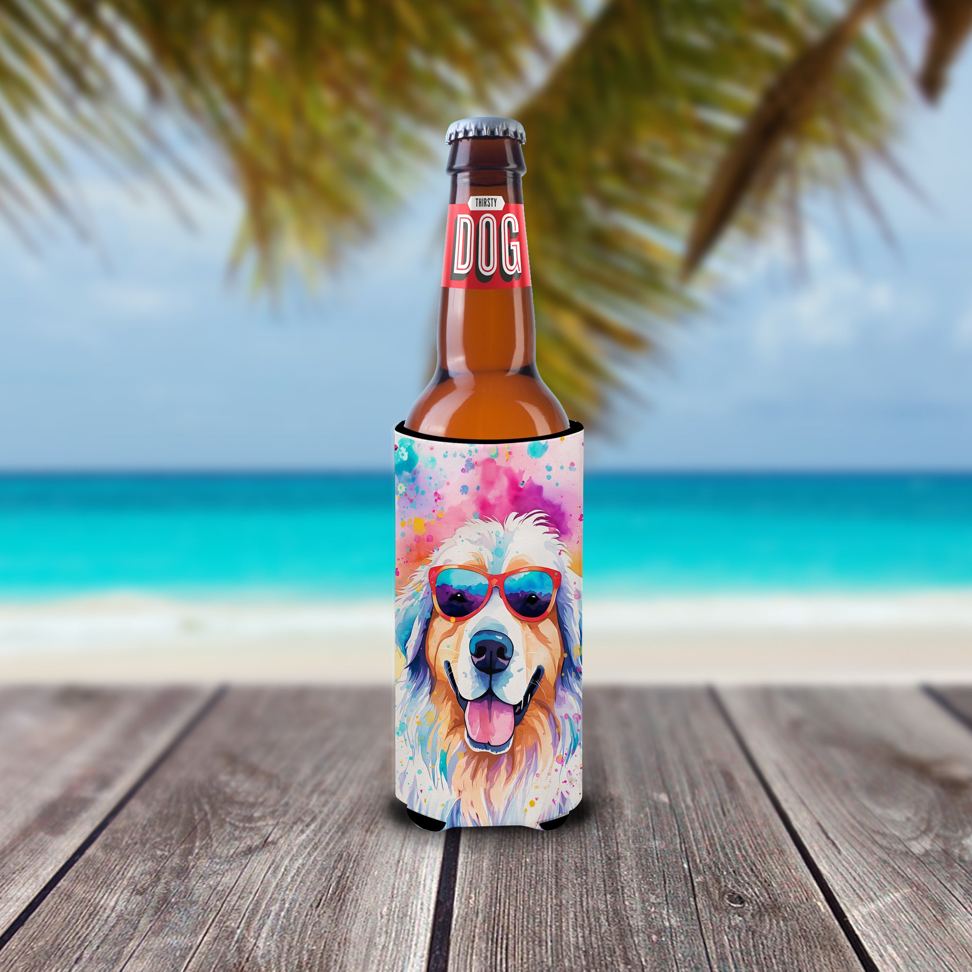 Great Pyrenees Hippie Dawg Hugger for Ultra Slim Cans