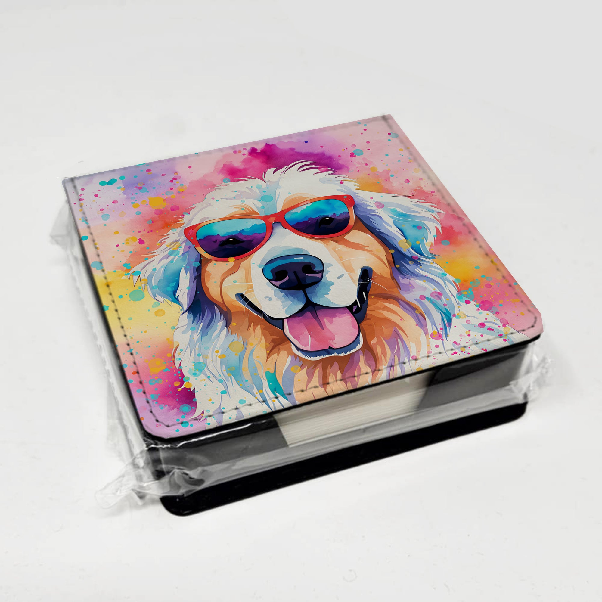 Great Pyrenees Hippie Dawg PU Leather Note Paper Holder