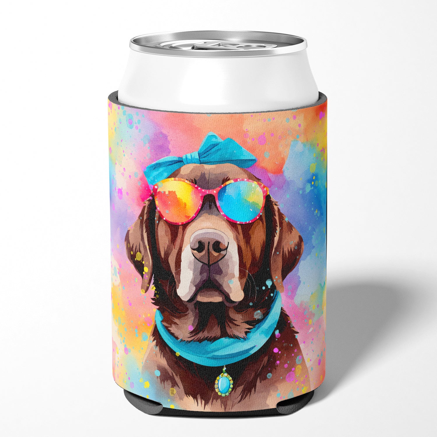 Chocolate Labrador Hippie Dawg Can or Bottle Hugger