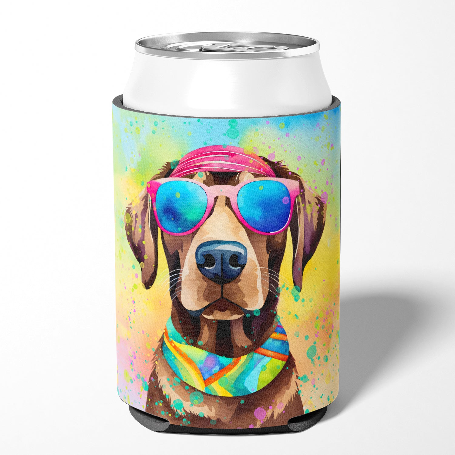 Chocolate Labrador Hippie Dawg Can or Bottle Hugger