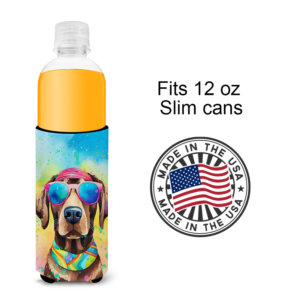 Chocolate Labrador Hippie Dawg Hugger for Ultra Slim Cans