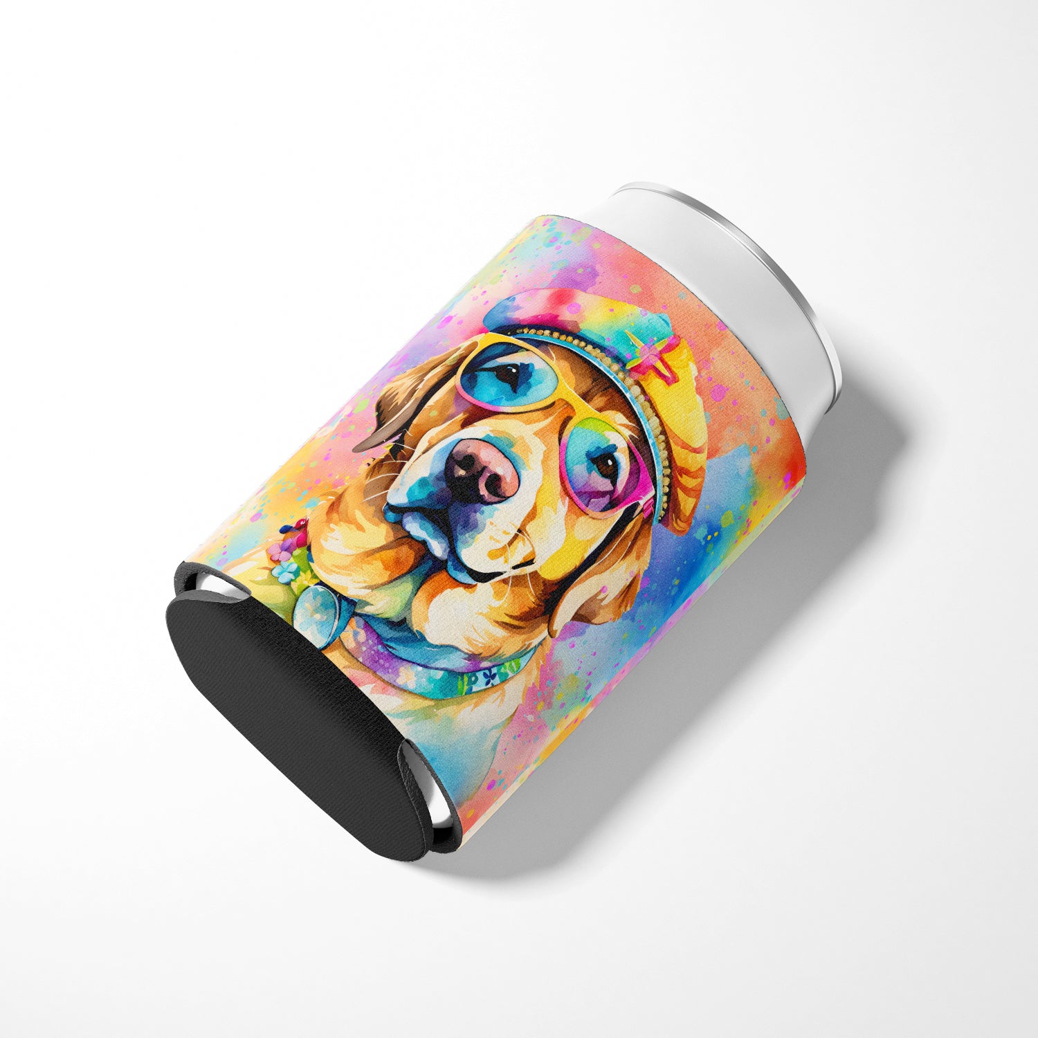 Yellow Labrador Hippie Dawg Can or Bottle Hugger