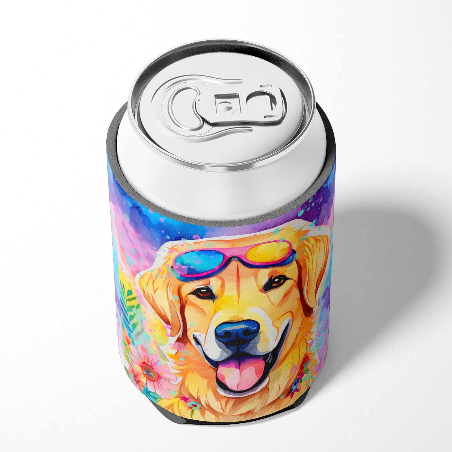 Yellow Labrador Hippie Dawg Can or Bottle Hugger