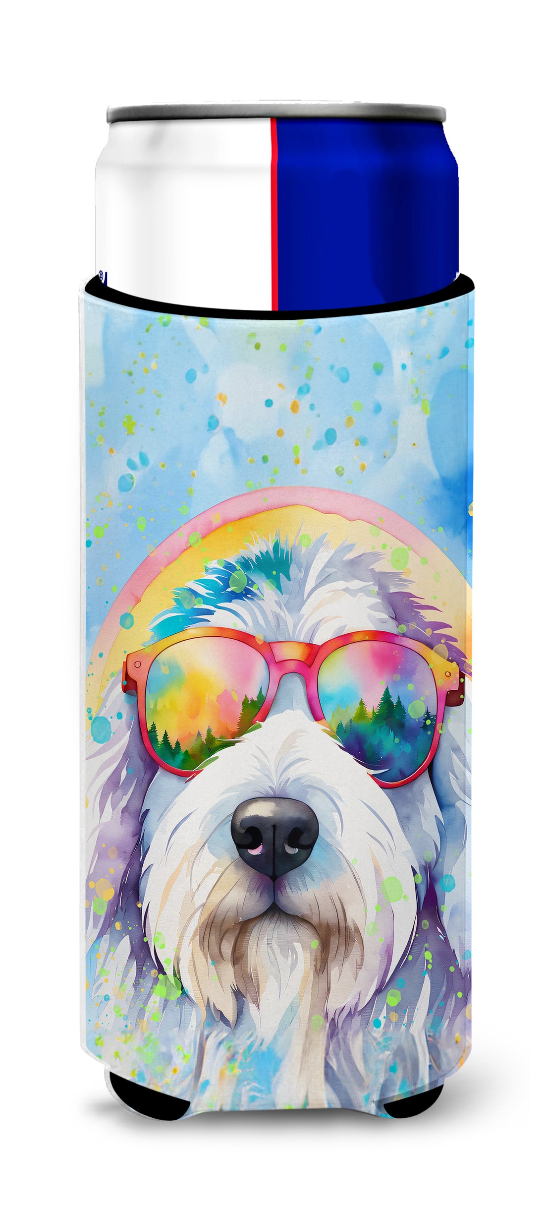 Buy this Old English Sheepdog Hippie Dawg Hugger for Ultra Slim Cans