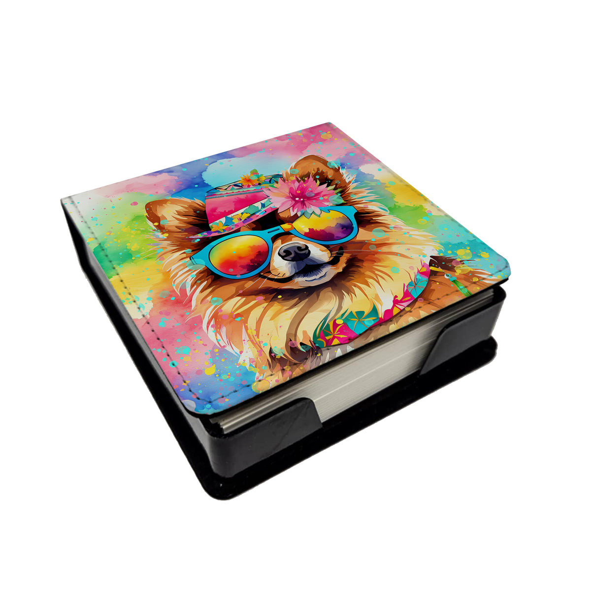 Buy this Pomeranian Hippie Dawg PU Leather Note Paper Holder