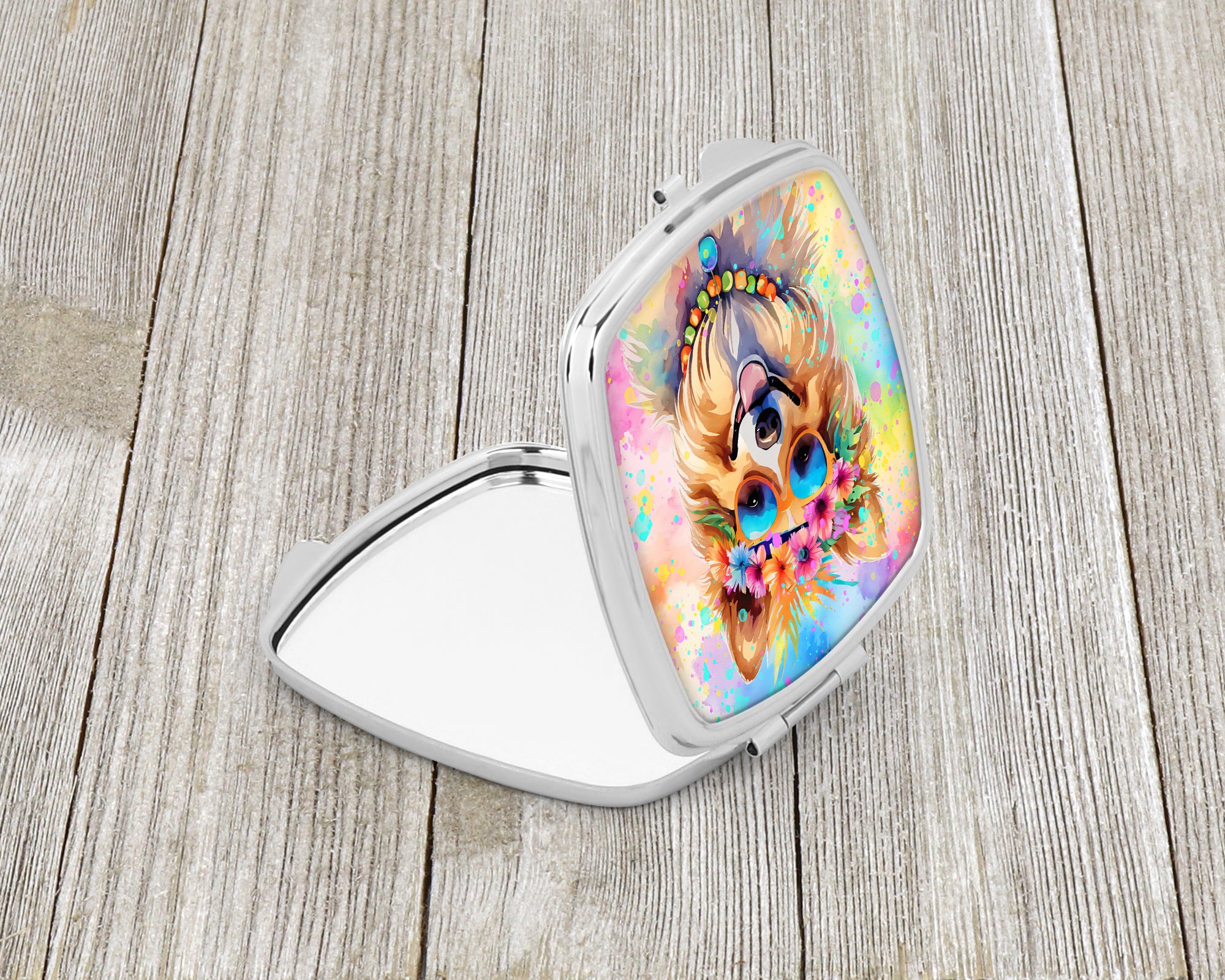 Pomeranian Hippie Dawg Compact Mirror