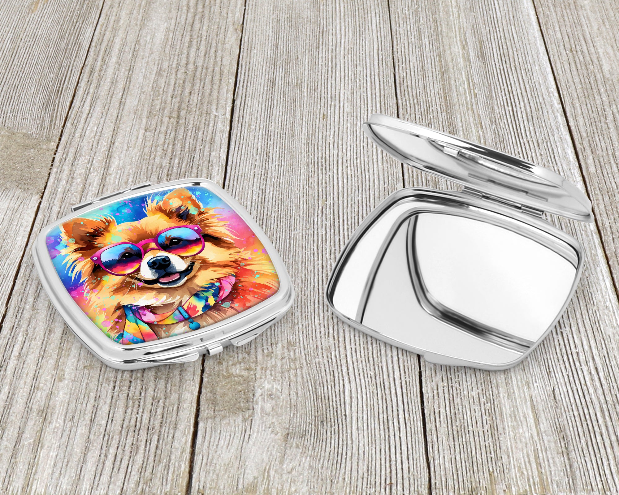 Pomeranian Hippie Dawg Compact Mirror