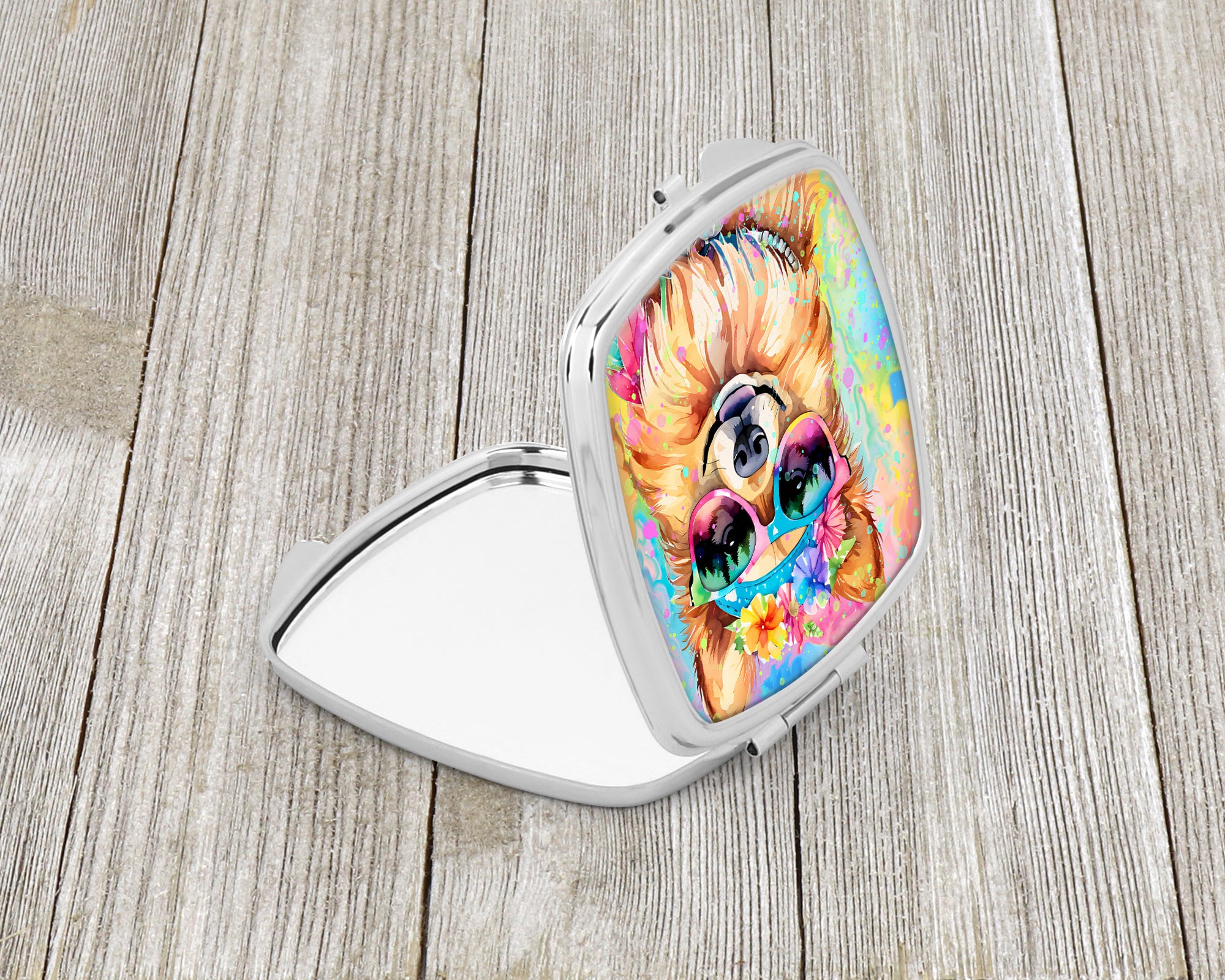 Pomeranian Hippie Dawg Compact Mirror