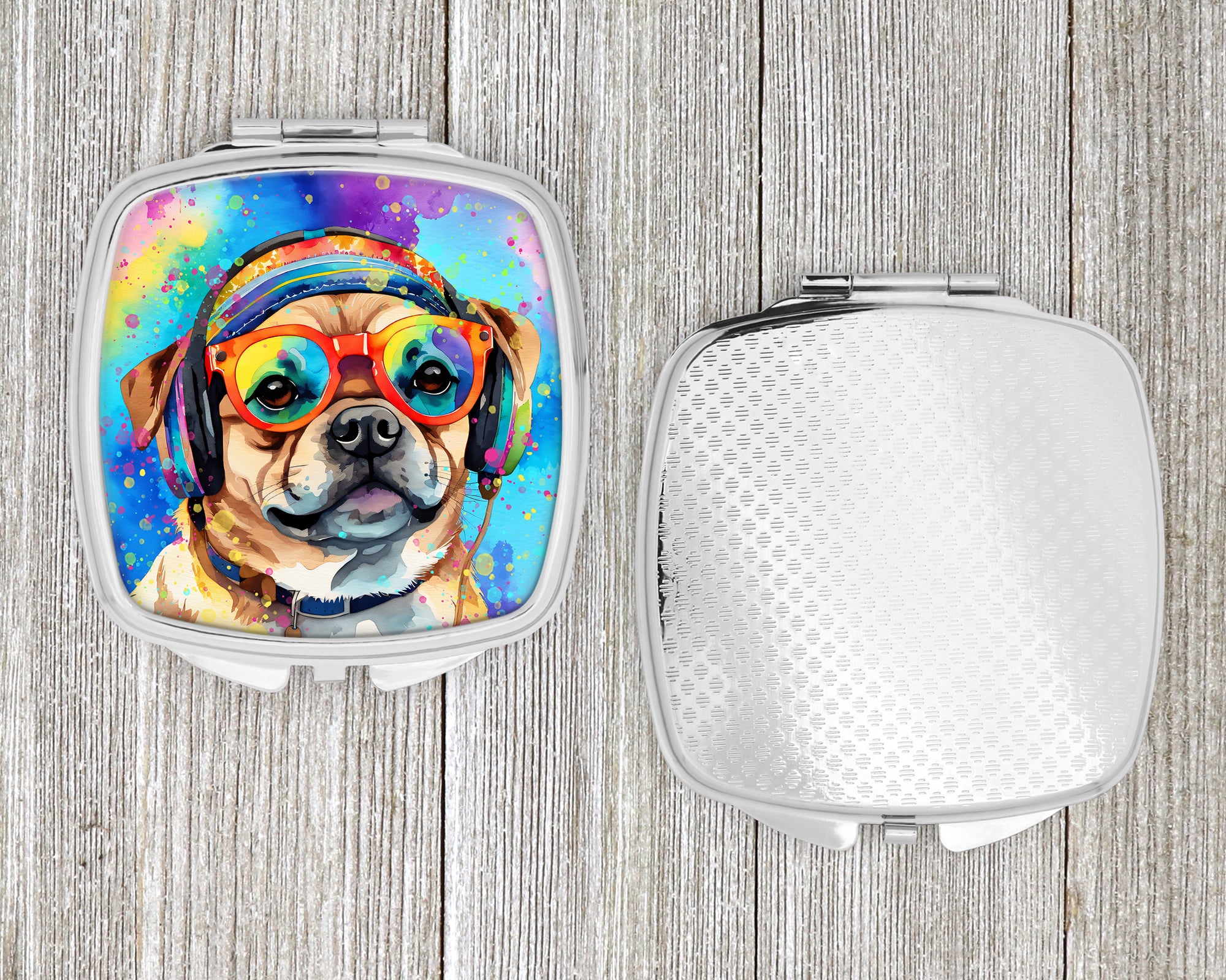 Pug Hippie Dawg Compact Mirror