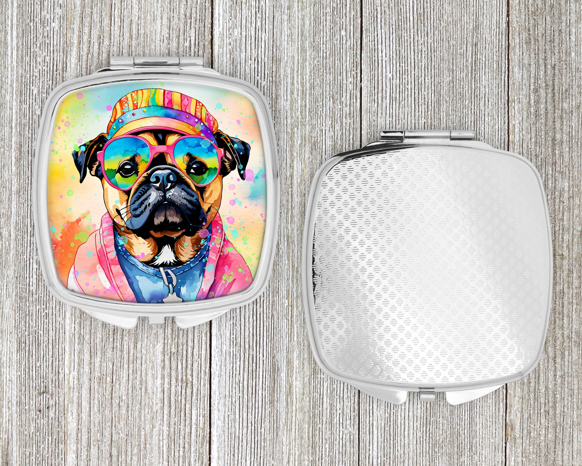 Pug Hippie Dawg Compact Mirror