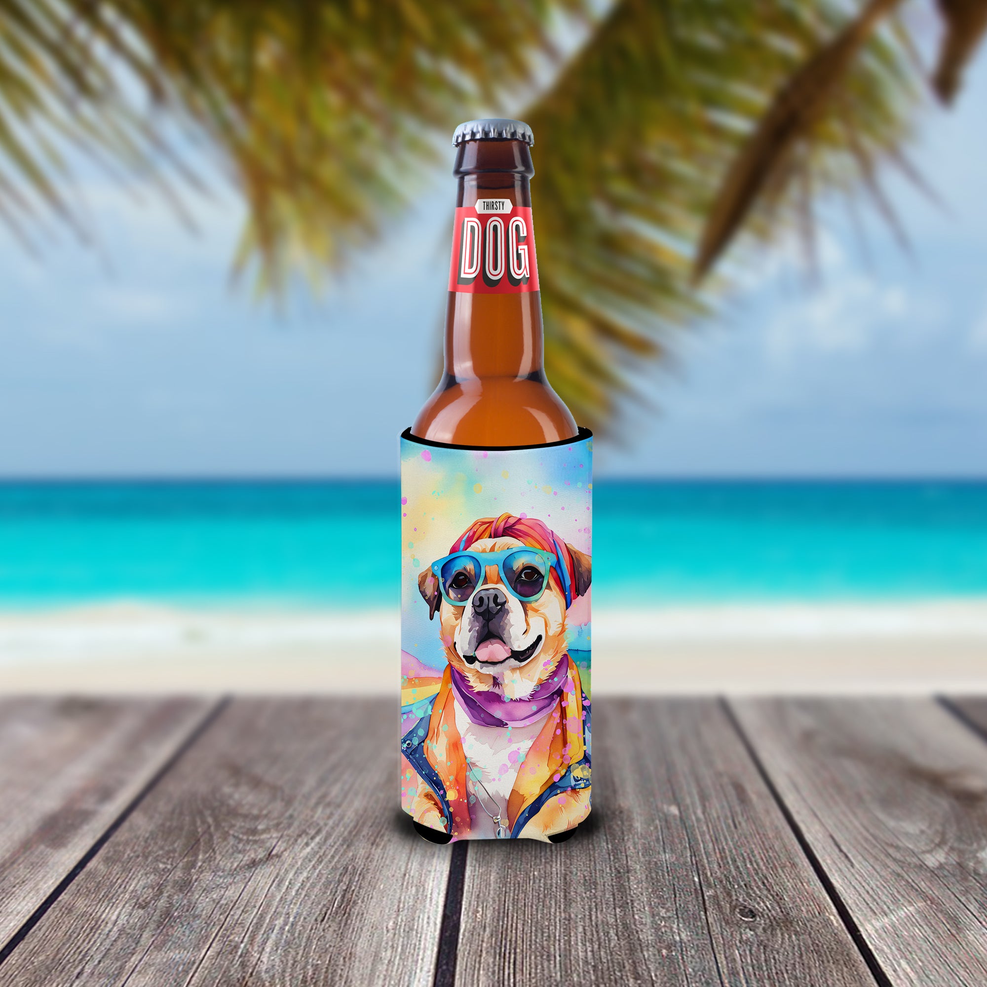 Pug Hippie Dawg Hugger for Ultra Slim Cans