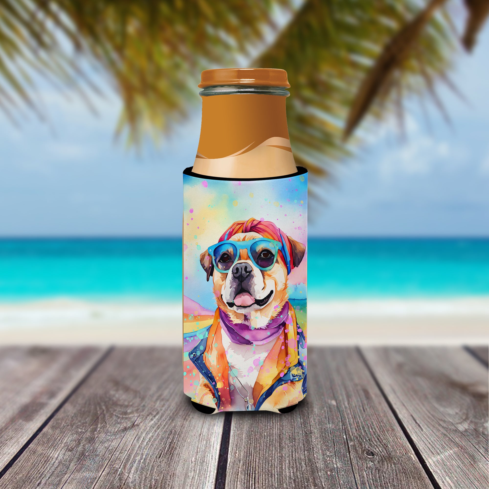 Pug Hippie Dawg Hugger for Ultra Slim Cans