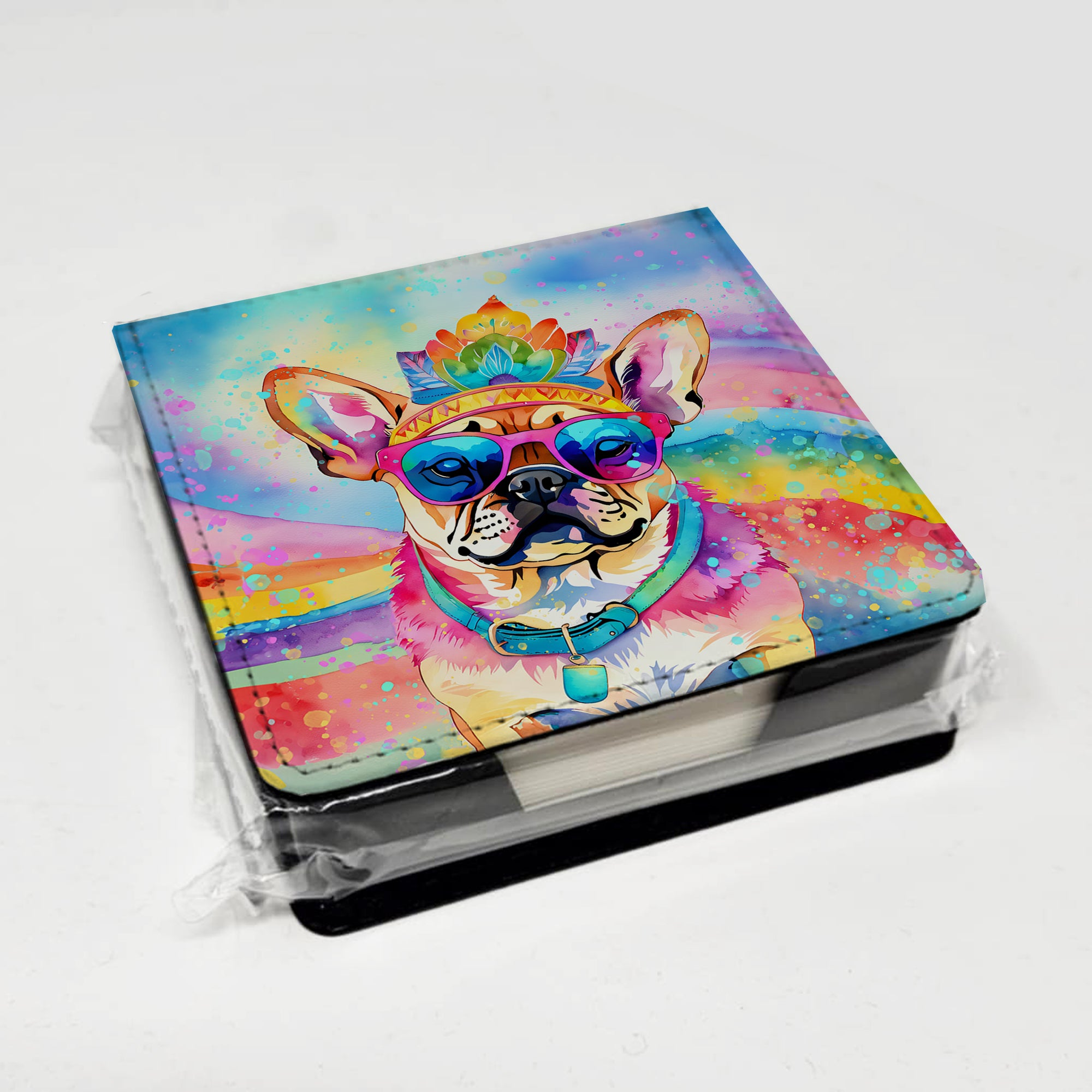 Pug Hippie Dawg PU Leather Note Paper Holder