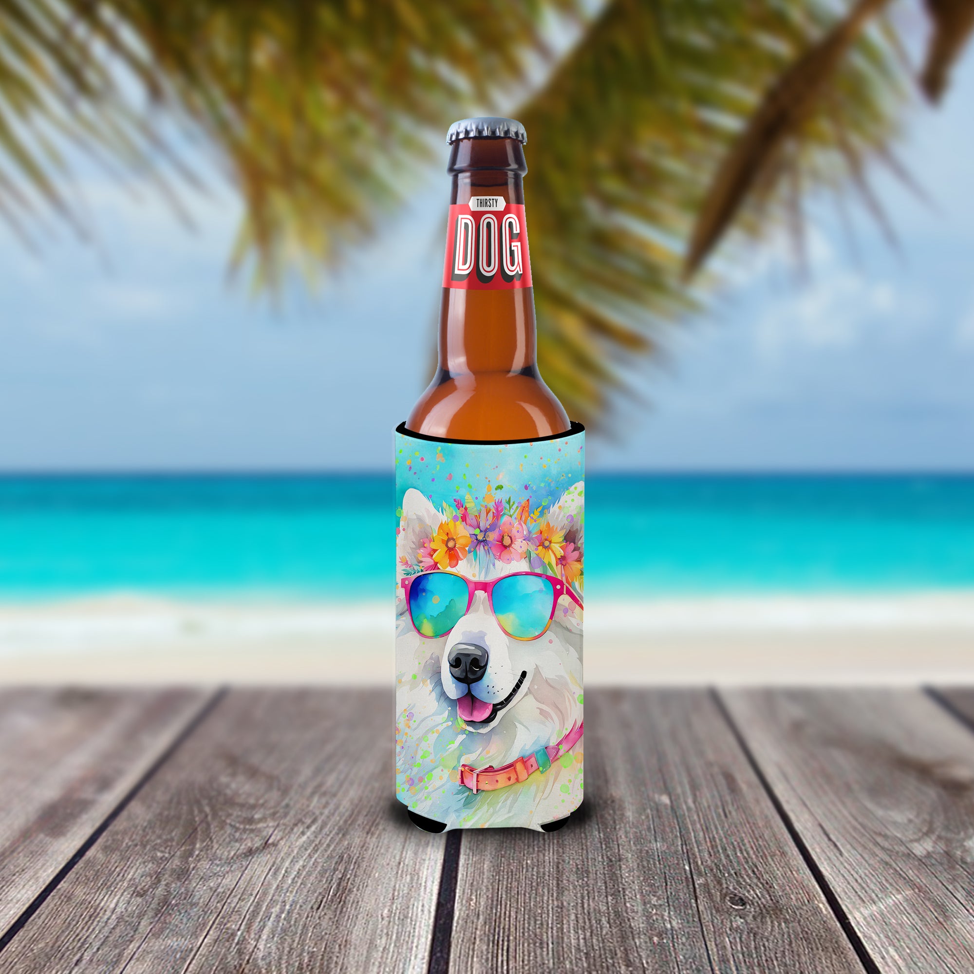 Buy this Samoyed Hippie Dawg Hugger for Ultra Slim Cans