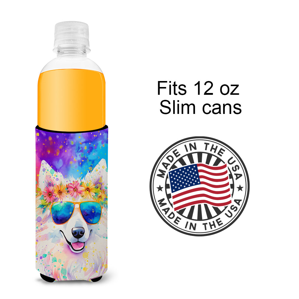 Samoyed Hippie Dawg Hugger for Ultra Slim Cans